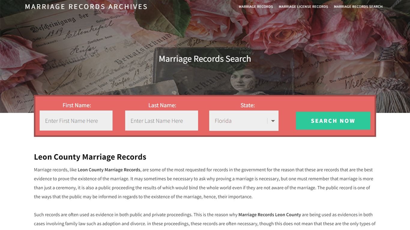 Leon County Marriage Records | Enter Name and Search | 14 ...