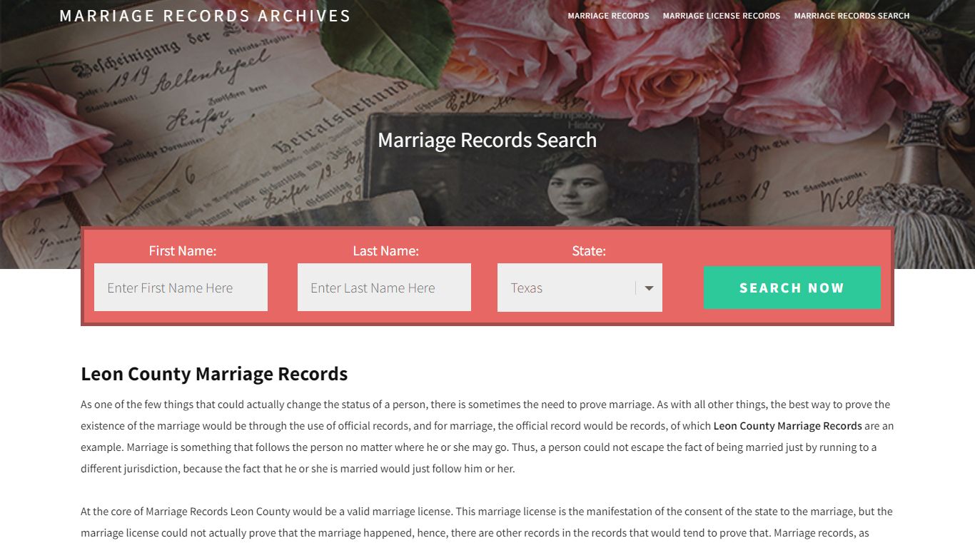 Leon County Marriage Records | Enter Name and Search | 14 ...